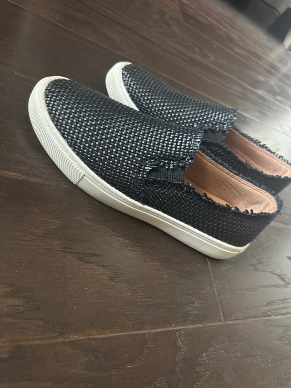 Indigo Black Woven Slip-On Kids Sneakers